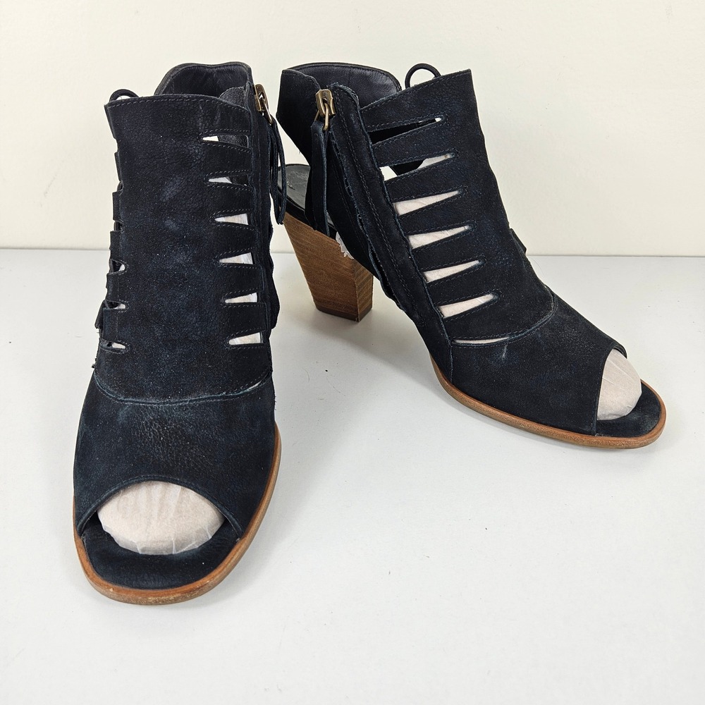Paul Green Mindy Womens EU 5 US 7.5 Black Peep Toe Booties Ankle Boots Heels